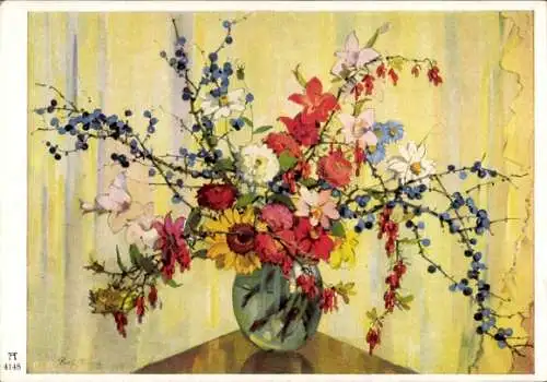 Künstler Ak Regele, R., Blumenstrauß, Blumenvase