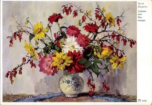 Künstler Ak Regele, R., Blumenstrauß, Blumenvase