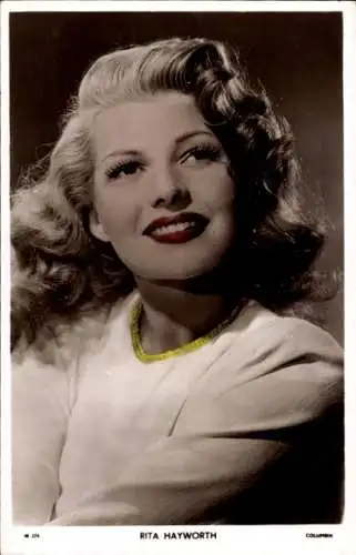 Ak Schauspielerin Rita Hayworth, Portrait, coloriert