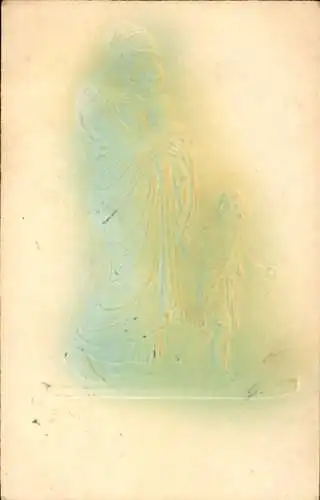 Präge Ak Frau mit zwei Kindern