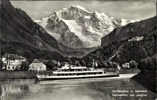 Ak Interlaken Kanton Bern Schweiz, Heimwehfluh, Jungfrau, Schiffeinfahrt