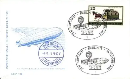 Ak Berlin, Internationale Luposta 1971, Zeppelin, Luftschiff Schwaben, Luftpostausstellung