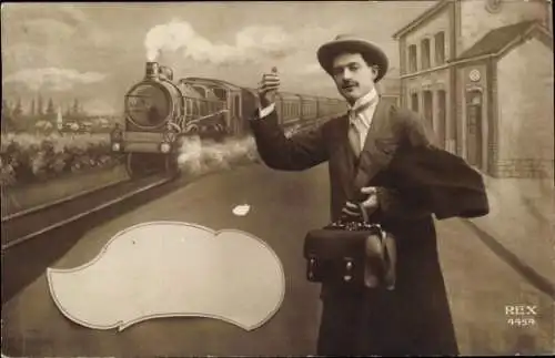 Ak Bahnhof, Ankunft der Eisenbahn