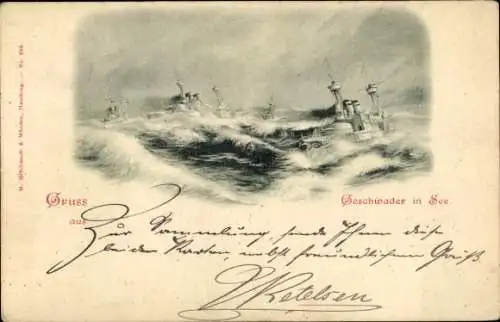 Ak Deutsche Kriegsschiffe, Geschwader in See