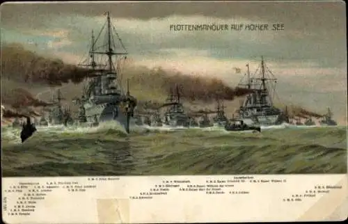 Ak Deutsche Kriegsschiffe, Flottenmanöver auf hoher See
