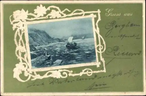 Präge Passepartout Ak Berghem Nordbrabant Niederlande, Fischerboot