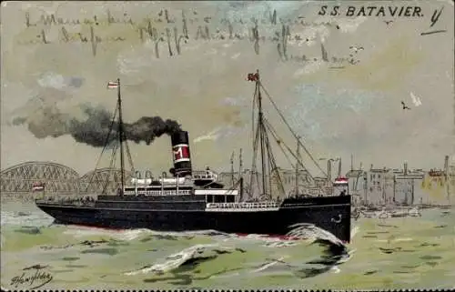 Künstler Ak SS Batavier, Batavier Line
