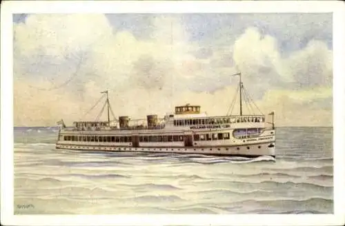 Künstler Ak Stoomboot Mij Holland-Veluwe-lijn, Harderwijk-Amsterdam