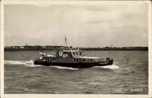 Ak Ameland Friesland Niederlande, Abfahrt von  Schiff auf See