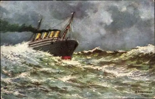Künstler Ak Lissmann, Passagierschiff, Dampfer auf offenem Meer