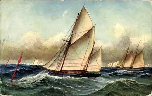 Ak Segelschiffe auf hoher See