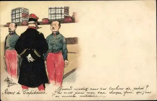 Künstler Ak Französische Soldaten, Nach dem Aufstehen, Schlafstube