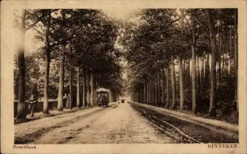 Ak Ginneken Breda Nordbrabant Niederlande, Straßenansicht mit Bäumen, Straßenbahn und Personen