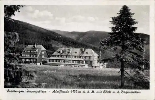 Ak Karpacz Górny Brückenberg Krummhübel Riesengebirge Schlesien,  1175 m, Blick auf Ziegenrücken
