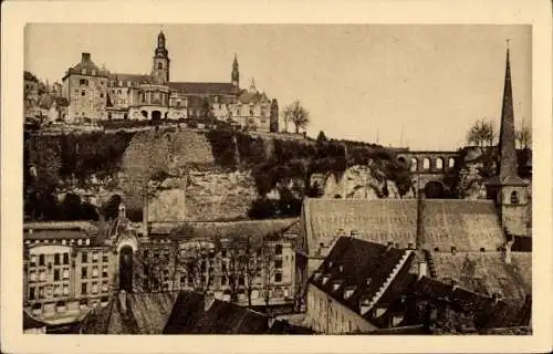 Ak Luxemburg Luxembourg, Historisches Stadtbild, Basse du Grund, Ville Haute, Kirchen, Bauwerke