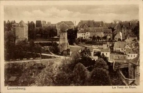 Ak Luxemburg, Les Tours du Rham, Türme, Gebäude, Festungsanlagen