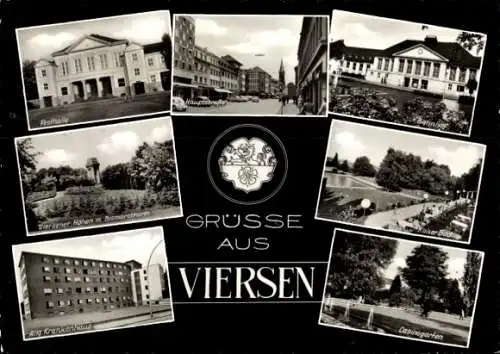 Ak Viersen in Nordrhein Westfalen, Hauptstraße, Festhalle, Viersener Hohen Bismarckturm, Alle ...