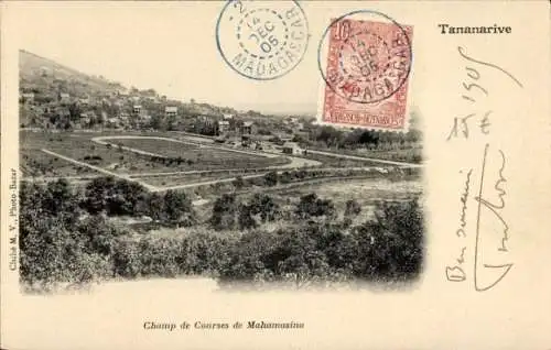Ak Antananarivo Tananarive Madagaskar, Foto von Mahamasina Rennbahn, Stadtansicht, Landschaft