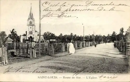 Ak Saint Louis Senegal, Route de Sor, Die Kirche