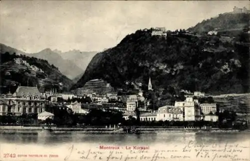 Ak Montreux Kanton Waadt Schweiz, Montreux Le Kursaal, Berge, See, historische Gebäude