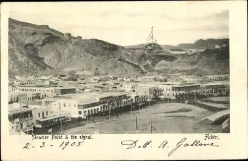 Ak Aden Jemen, Schwarz-Weiß-Foto von  Steamer Point, Jahr 1905