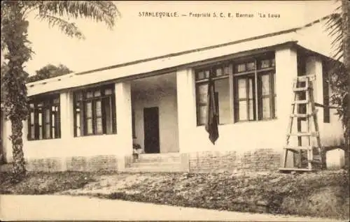Ak Kisangani Stanleyville DR Kongo Zaire, Hausansicht, Eigentum S. C. E. Barman, La Lowa, typi...