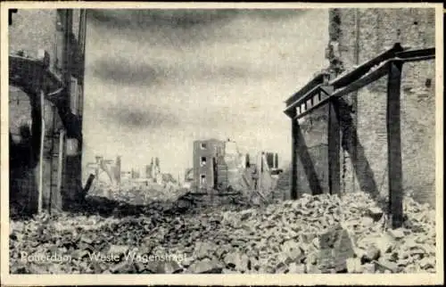 Ak Rotterdam Südholland Niederlande, Zerstörte Gebäude, Schuttlandschaft, Weste Wagenstraat