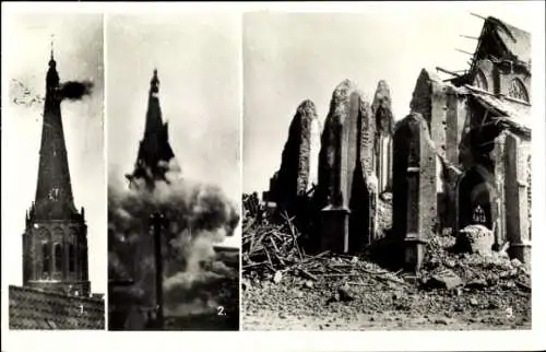 Ak Doesburg Gelderland Niederlande, Zerstörung der Martinikirche, Turm, Ruinen