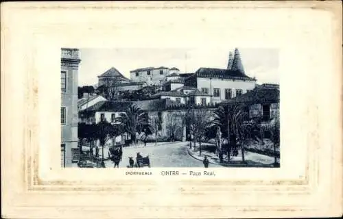 Ak Sintra Cintra Portugal, Stadtansicht, Paläste, Straße, Pferdekutschen