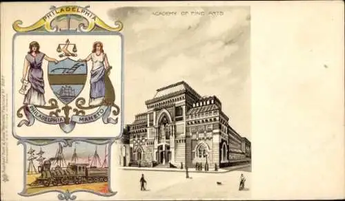 Wappen Litho Philadelphia Pennsylvania USA, Academy of Fine Arts