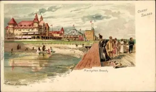 Künstler Ak Coney Island Brooklyn New York City USA, Manhattan Beach