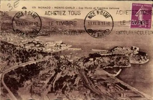 CPA Monte-Carlo Monaco, Cap Martin et Frontière Italienne