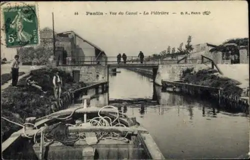 Ak Pantin Seine Saint Denis, Canalansicht, Brücke, Boot, Landschaft, Häuser