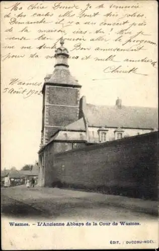 Ak Wasmes Wallonien Hennegau, Ansicht der alten Abtei, Jahreszahl 1902, angekündigter Konzertbesu