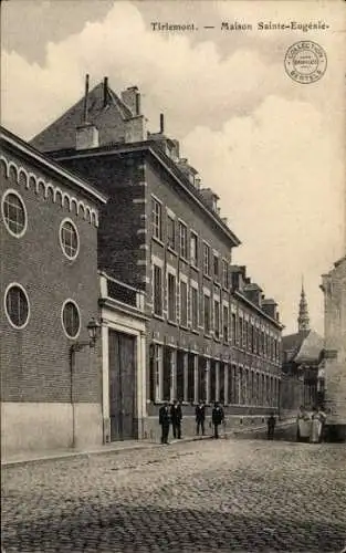 Ak Tirlemont Flämisch Brabant Flandern, Haus Sainte-Eugénie,  Architektur, Pflastersteinstraße