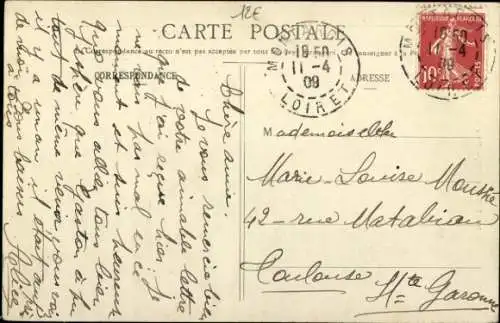 Ak Montargis Loiret, Schmaler Wasserweg, Häuser am Wasser, Café, Straßenansicht