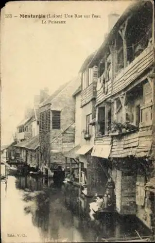 Ak Montargis Loiret, Straße am Wasser, alte Holzhäuser, kanäle, Nostalgische Atmosphäre