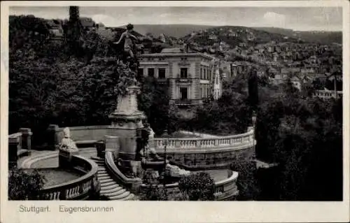 Ak Stuttgart in Württemberg, Eugensbrunnen,  Architektur, Gartenansicht, Stadtlandschaft