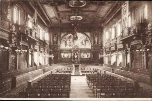 Ak Heidelberg am Neckar, Aula der Universität, prächtige Architektur, Sitzreihen, Kunstwerke