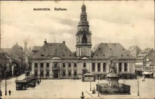 Ak Mannheim in Baden, Rathaus, Architektur, Stadtplatz,  