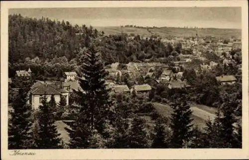 Ak Ilmenau in Thüringen, Wohnhäuser, Kirche, Wald, Landschaftsansicht