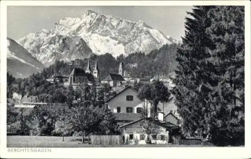 Ak Berchtesgaden Oberbayern, Gotzenalm, Bergpanorama, Hochkalter,  Architektur, Häuser