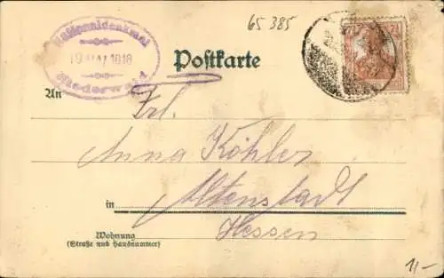 Ak Rüdesheim am Rhein, Nationaldenkmal, Gruß vom Rhein,  Statue, Denkmal