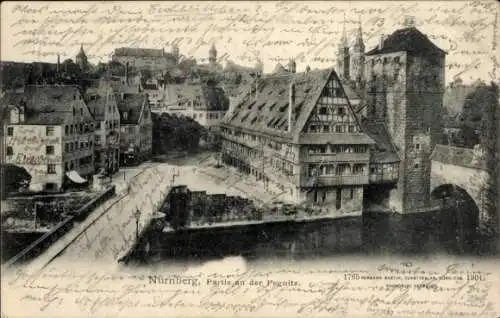 Ak Nürnberg in Mittelfranken, An der Pegnitz, Brücke