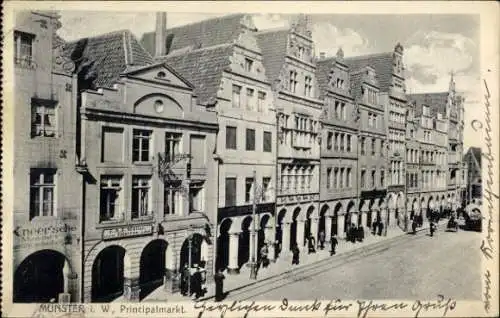 Ak Münster in Westfalen, Vorderansicht des Principalmarkts,  Gebäude, belebte Straße