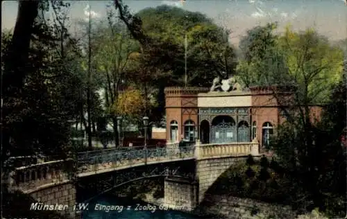 Ak Münster in Westfalen, Zoologischer Garten, Eingang