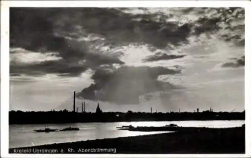 Ak Uerdingen Krefeld am Niederrhein, Abenstimmung, Panorama