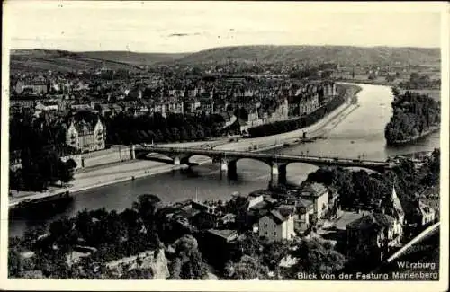 Ak Würzburg am Main Unterfranken, Totalansicht, Blick von der Festung Marienberg