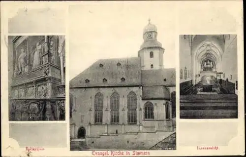 Ak Simmern im Hunsrück, Evangelische Kirche, Epitaph, Innenansicht