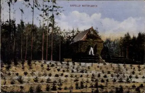 Ak Nettelbeck Putlitz in der Prignitz, Kapelle  von Bäumen umgeben, ländliche Landschaft